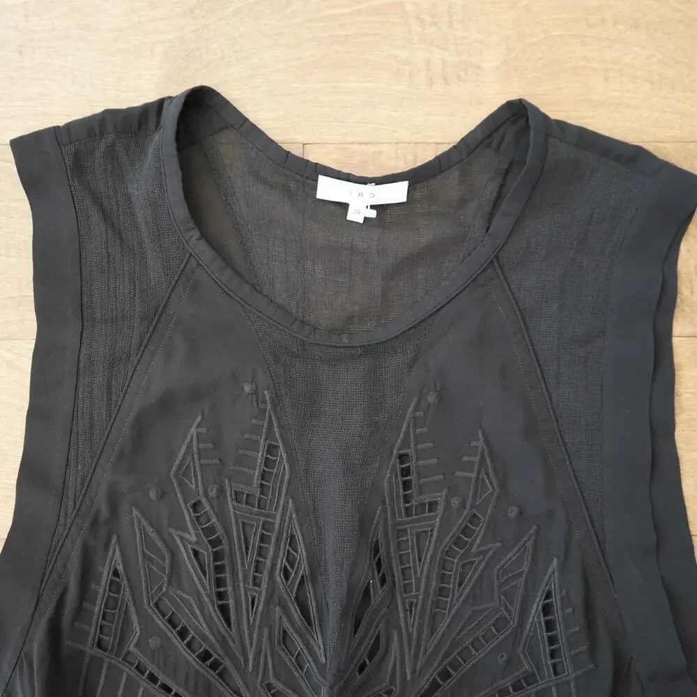 IRO Brady Silk Embroidered Ruched Dress in Black Size FR38 /‎ US S/M